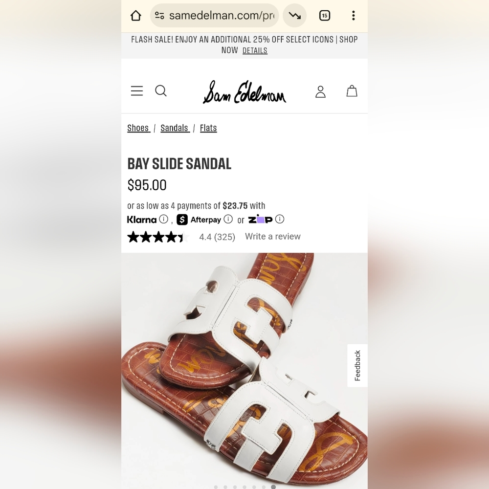 Sam Edelman White Leather Slide Sandals with Brown Footbed - Picture 8 of 16
